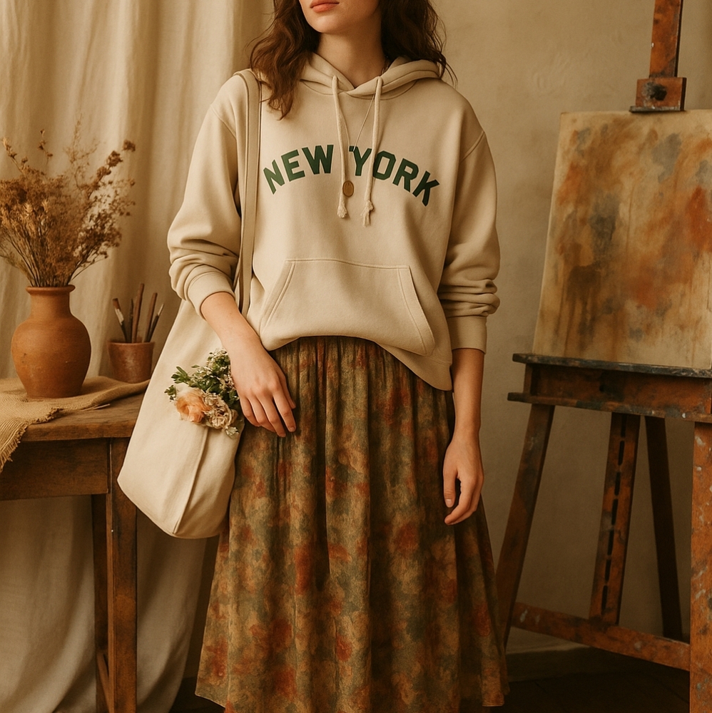 New York Hoodie Cream size‎ Small